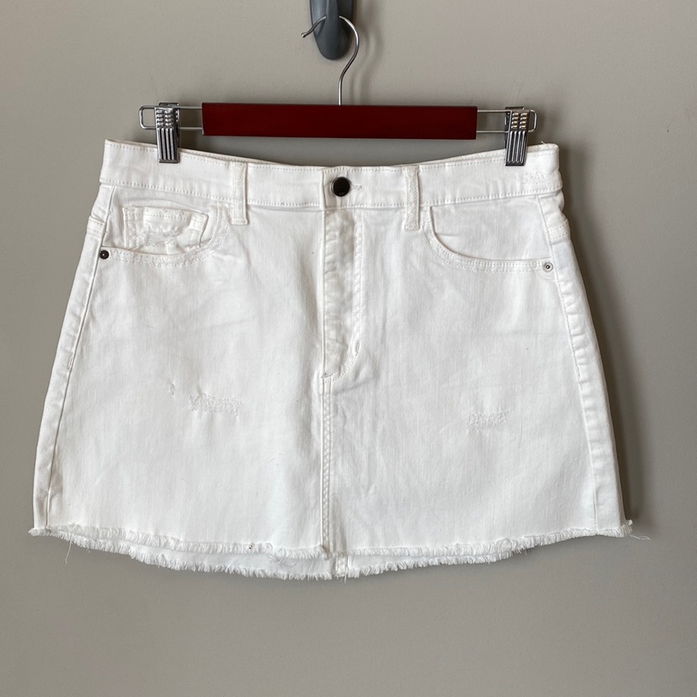 White Jean Mini Skirt